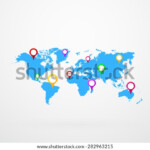 World Map Points Interest Vector Stock Vector Royalty Free 282963215