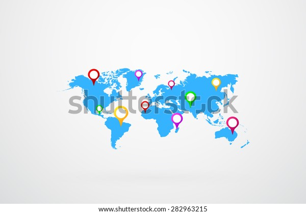 World Map Points Interest Vector Stock Vector Royalty Free 282963215 