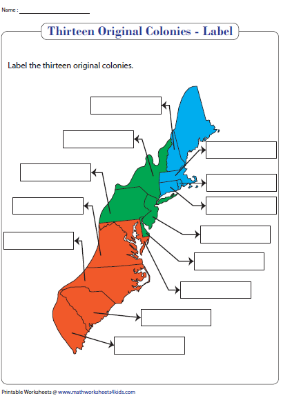 13 Colonies Worksheets Colonial America Social Studies Elementary 