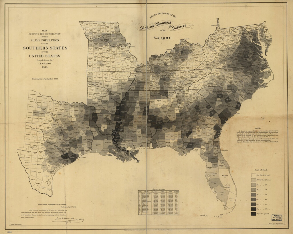 1861 Map Of US Slavery