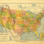 1899 United States Map Political Division Colorful