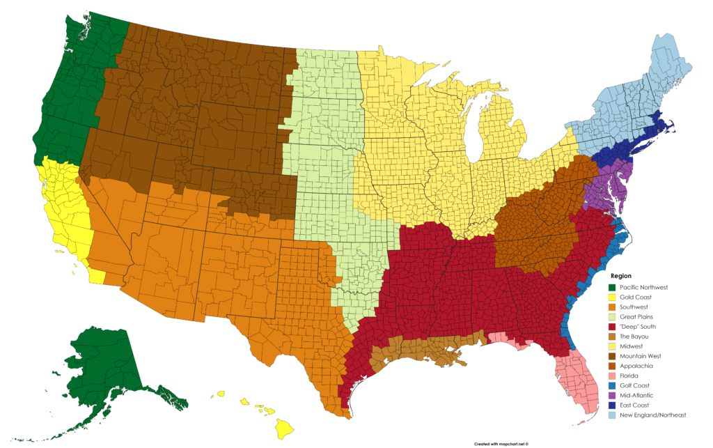 3 Regions Of The United States Map Map