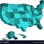 3d Map Of United States Of America Usa Divided Vector Image