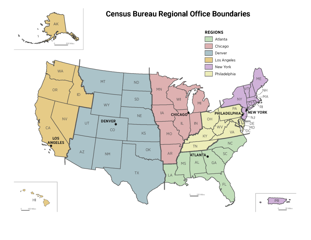 4 Census Regions Map Midnight Sun