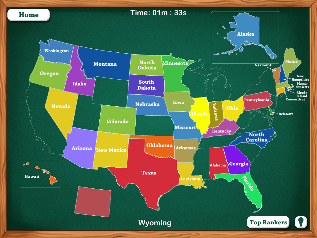 50 States Map Game