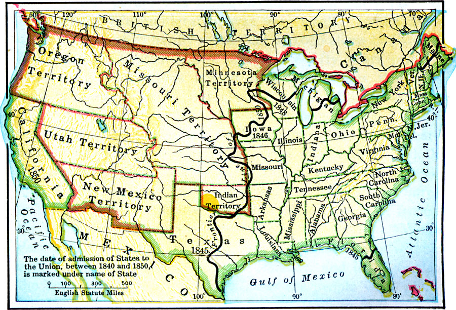 A Map Of The United States In 1850