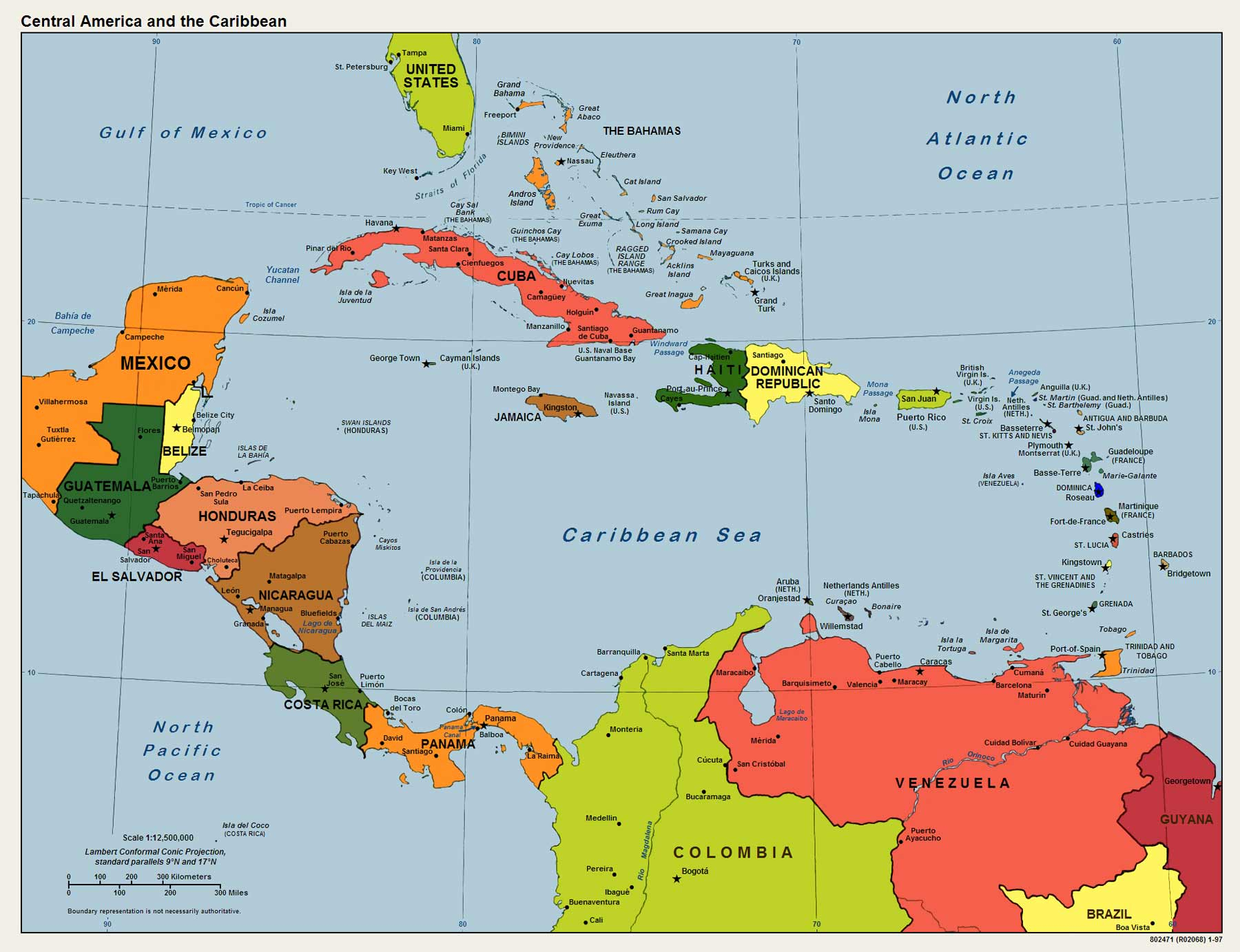 America Caribbean Political Map Mapsof