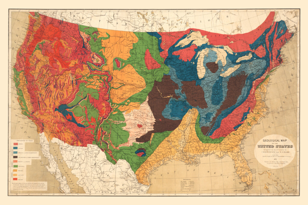 Beautifully Restored Geological Map Of The United States From 1872 KNOWOL
