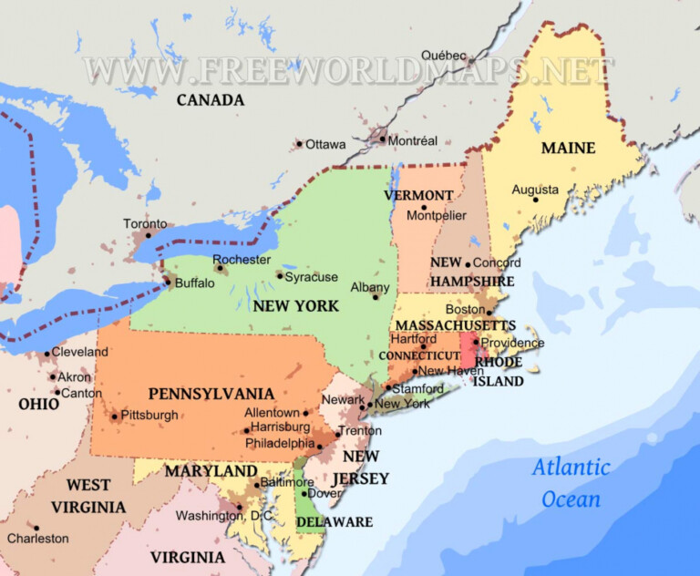 Map Of The Northeast Us - Printable Map Of The US