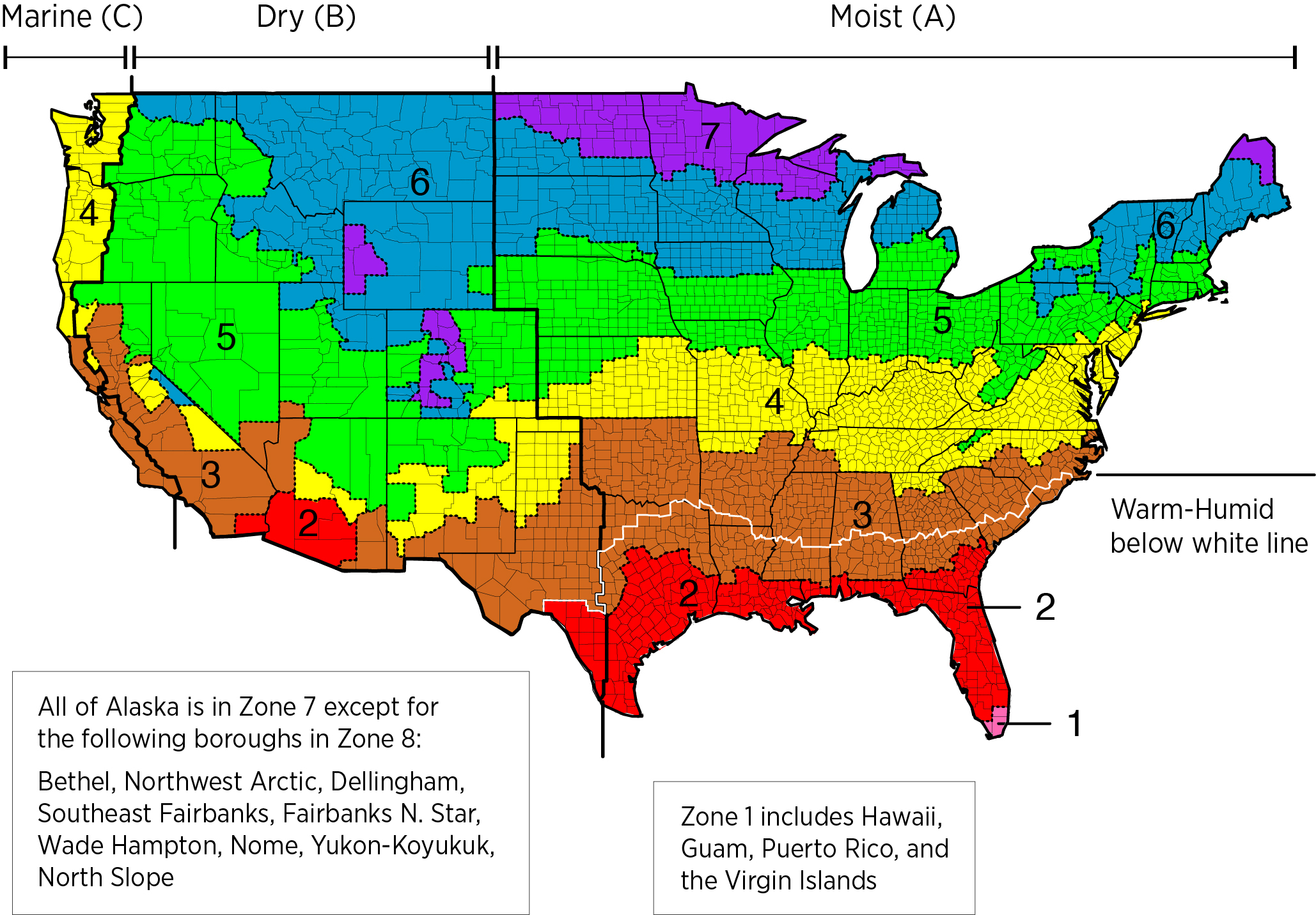 Climate Zones Of The United States IECC 2058x1432 R MapPorn