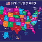 Compre Mapa Dos EUA Poster Dos Estados E Capitais Mapa Colorido Dos