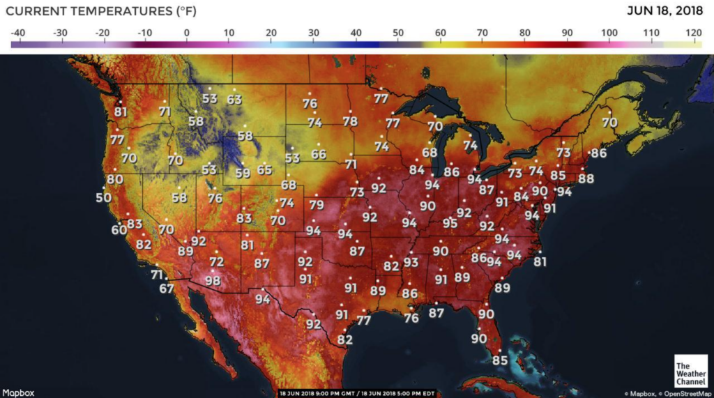 Current Temperature Map Of The U S 1710x954 R MapPorn