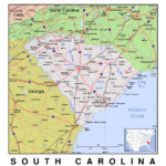 Detailed Map Of South Carolina State With Relief South Carolina State