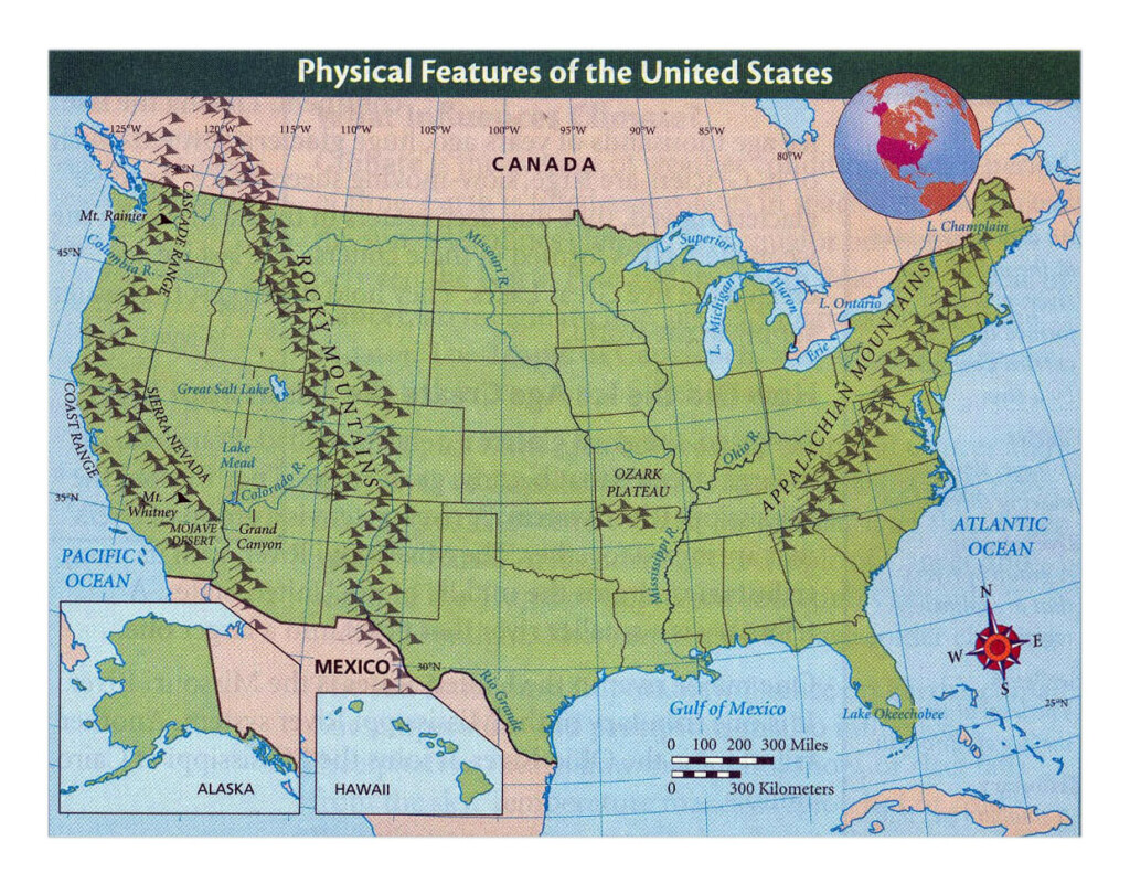 Detailed Physical Features Map Of The United States USA Maps Of The 