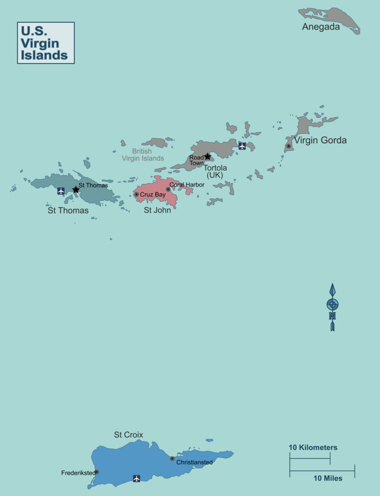 Detailed Political Map Of U S Virgin Islands U S Virgin Islands 