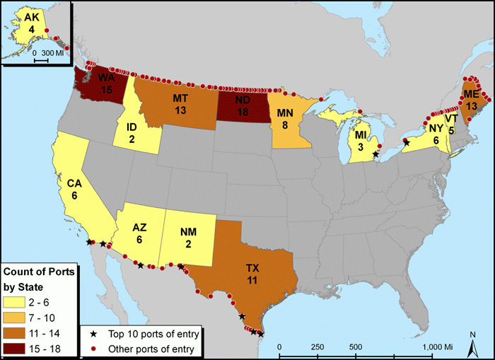 Figure 1 Ports Of Entry Along The U S Canada And U S Mexico Borders 