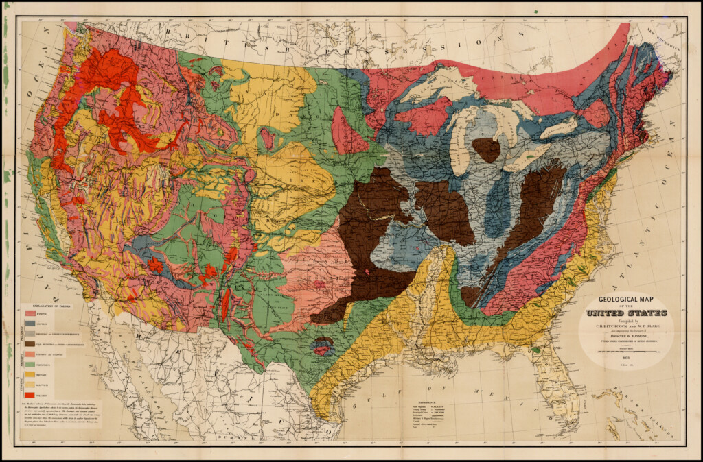 Geological Map Of The United States Compiled By C H Hitchcock And W P 