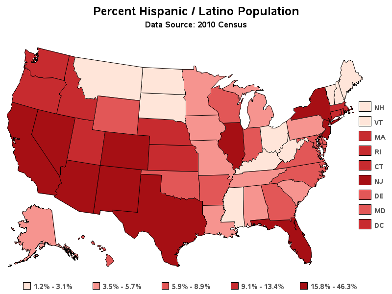 Hispanic Population In The U S 2010 Census 