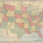 Historic Wall Map 1899 United States Vintage Wall Art In 2021
