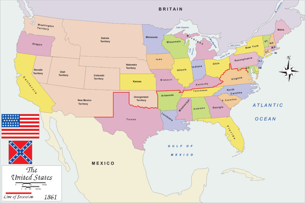 History Map USA 1861 Big Size