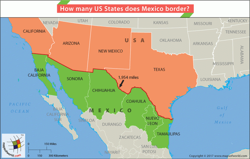 How Many US States Does Mexico Border Answers