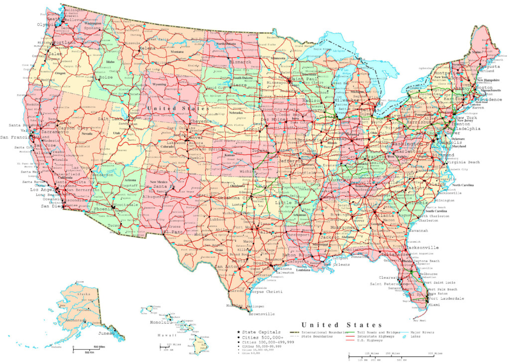 Large Detailed Administrative And Road Map Of The USA The USA Large 