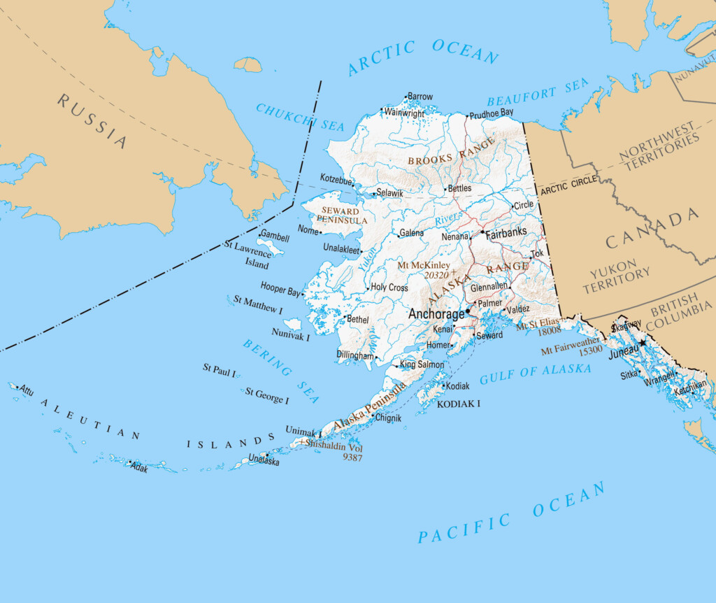 Large Detailed Map Of Alaska State With Relief And Cities 20 Inch By 30 