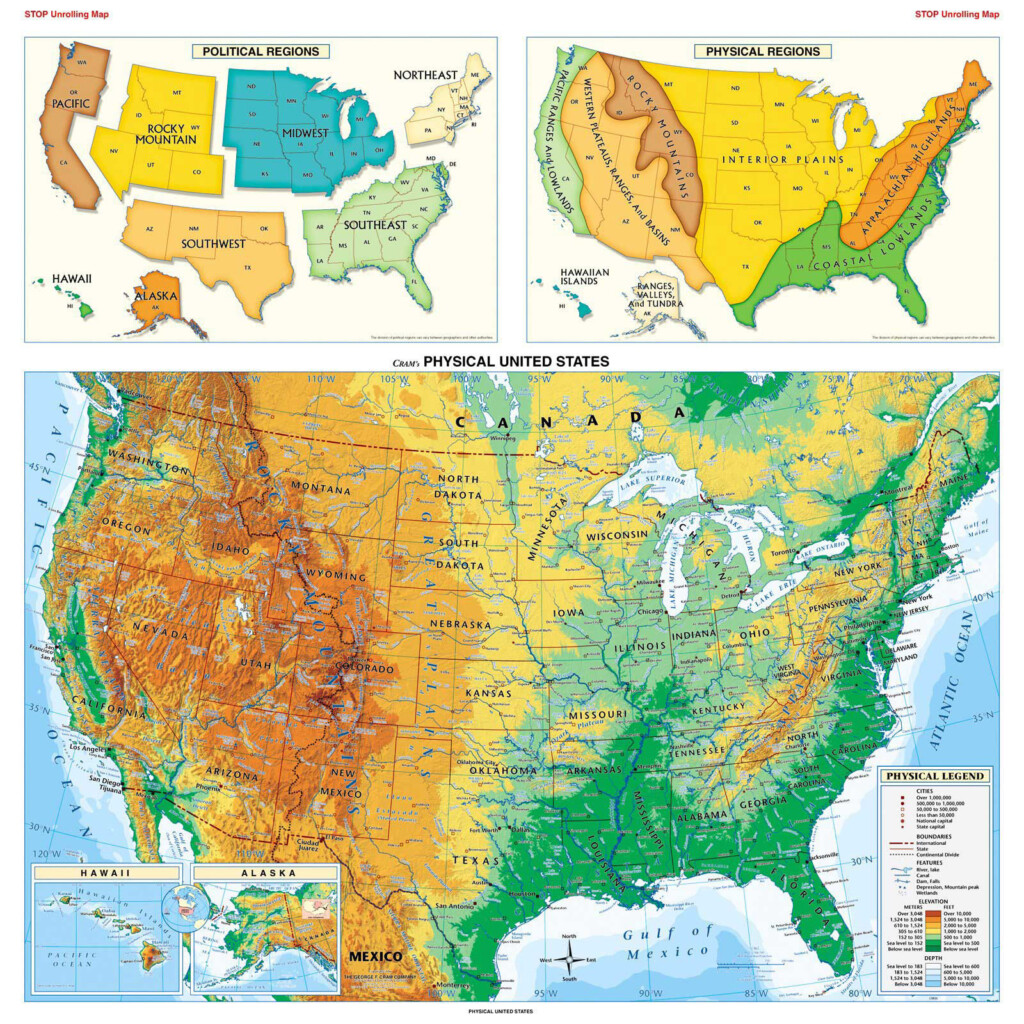 Large Detailed Physical Map Of The USA The USA Large Detailed Physical 