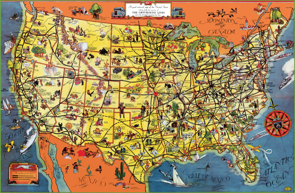 Large Detailed Tourist Illustrated Map Of The USA USA United States 