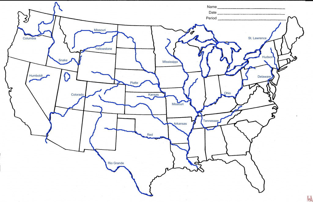 List Of Rivers Of The United States Wikipedia Printable Map Of The 
