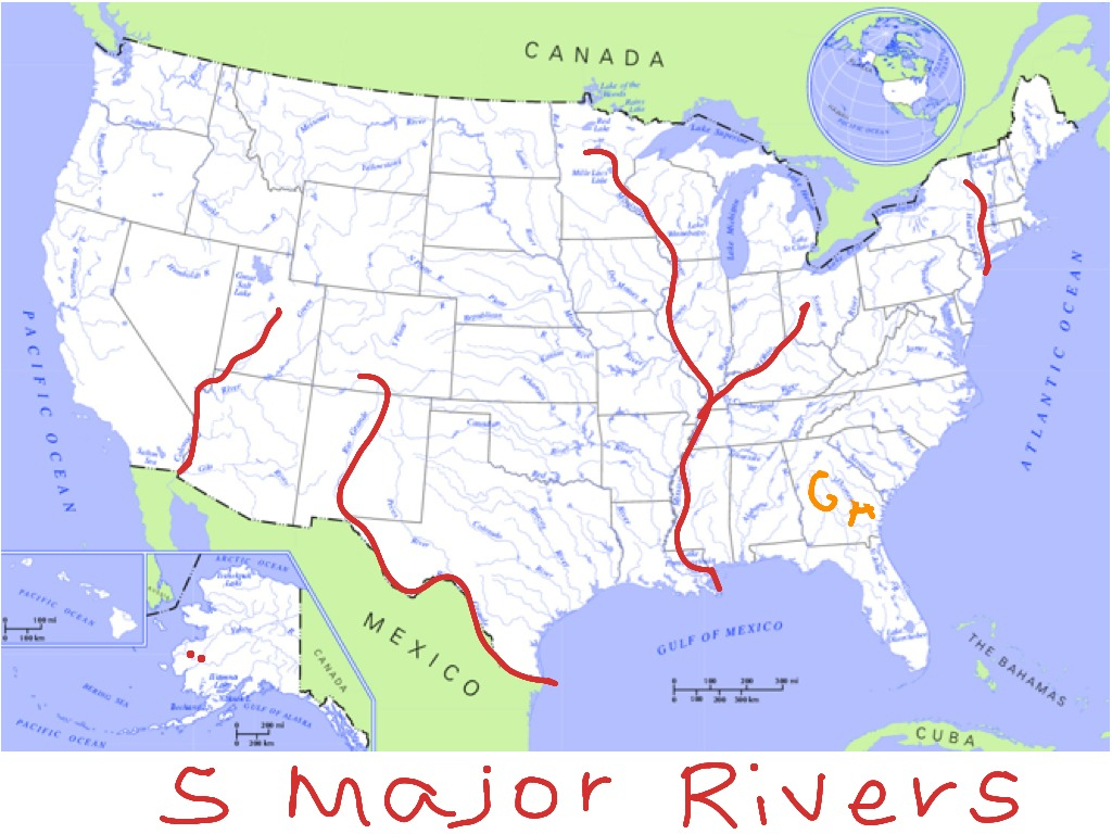 Major Rivers In The Us Map Map