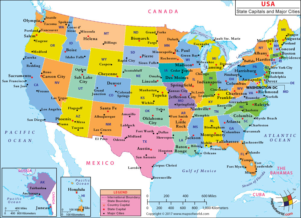 Major Us Cities Map Large World Map
