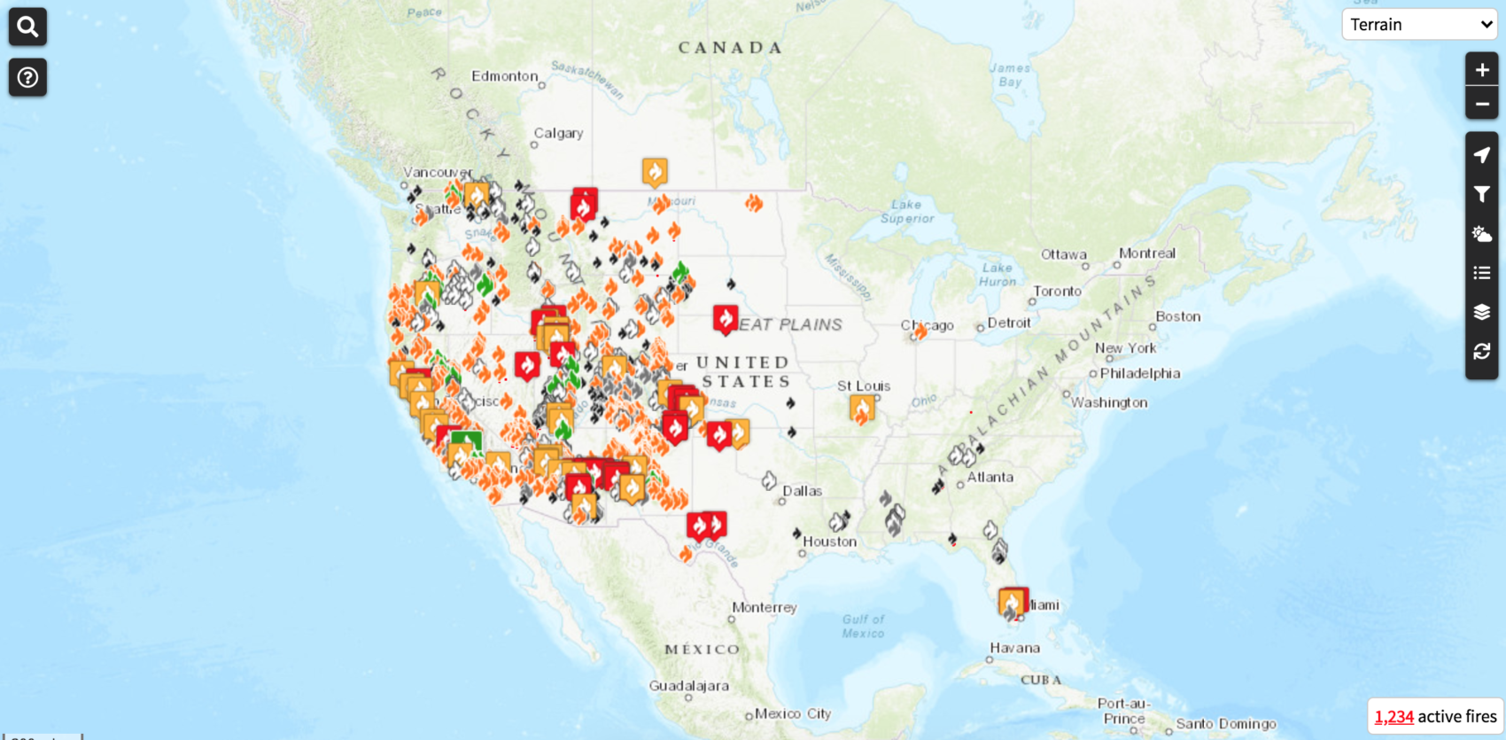 Map Of Active Fires In The Us - Printable Map Of The US