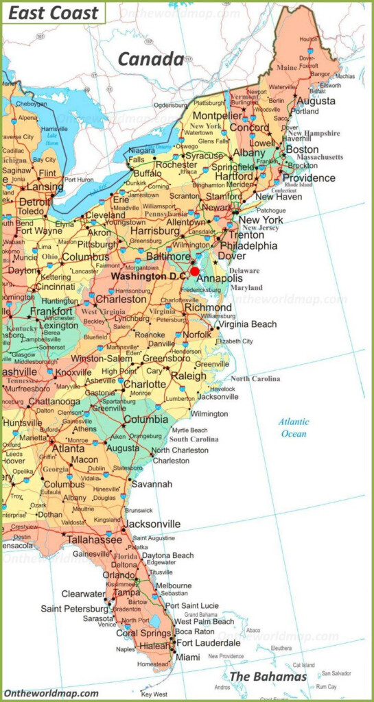 Map Of East Coast East Coast Map Usa Road Trip Map East Coast Travel