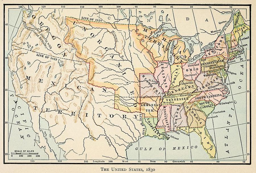 Map Of The United States In 1830 Photograph By Everett