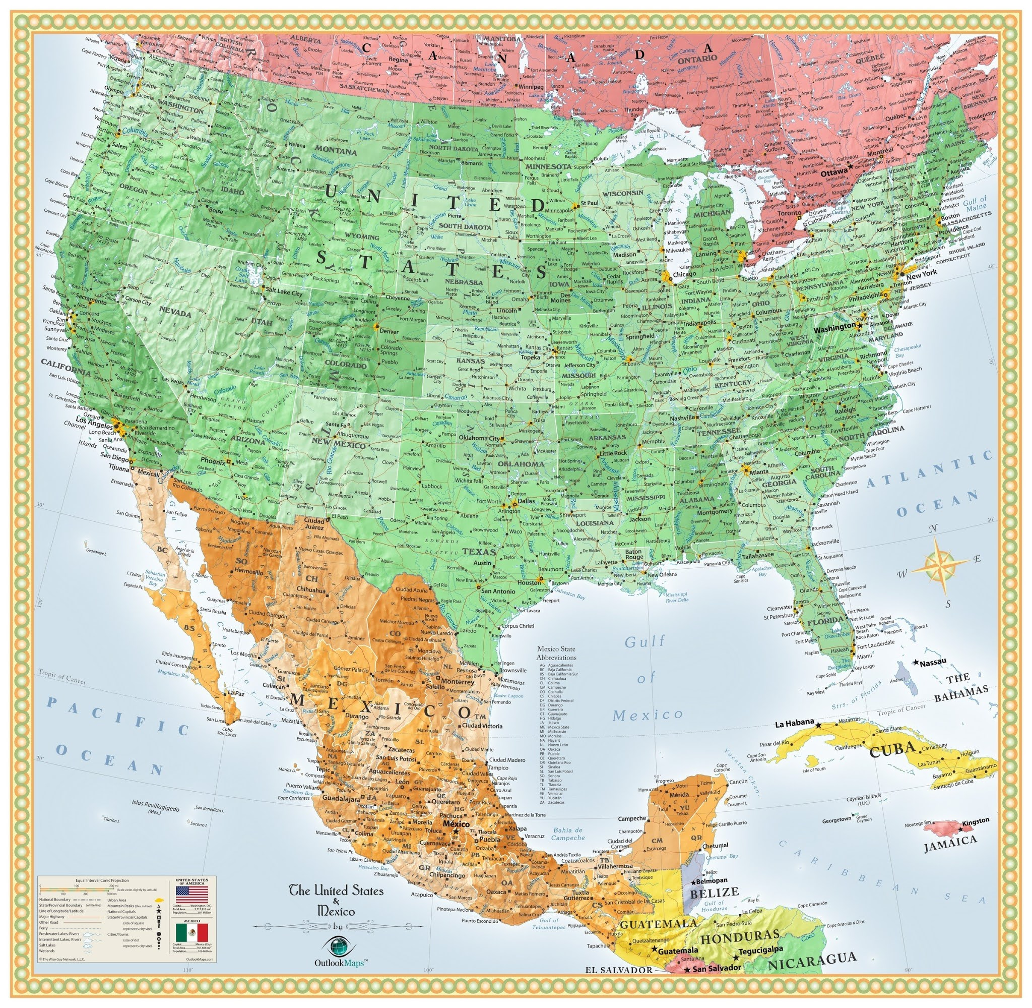 Map Of United States And Mexico With Cities Resource Maps