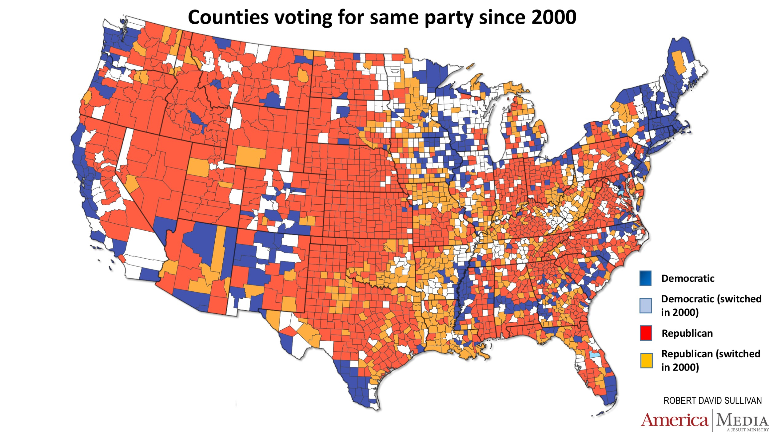 Map Of Us Counties By Political Party