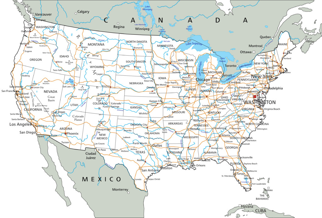 Map Of Usa Highways And Cities Topographic Map Of Usa With States