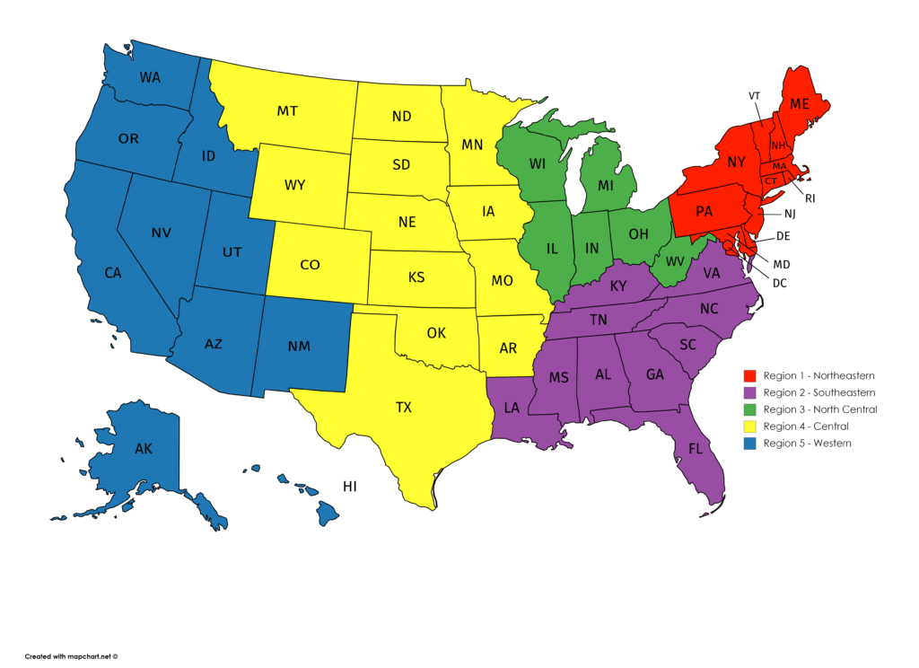 Map Of Usa With Regions Map 2023