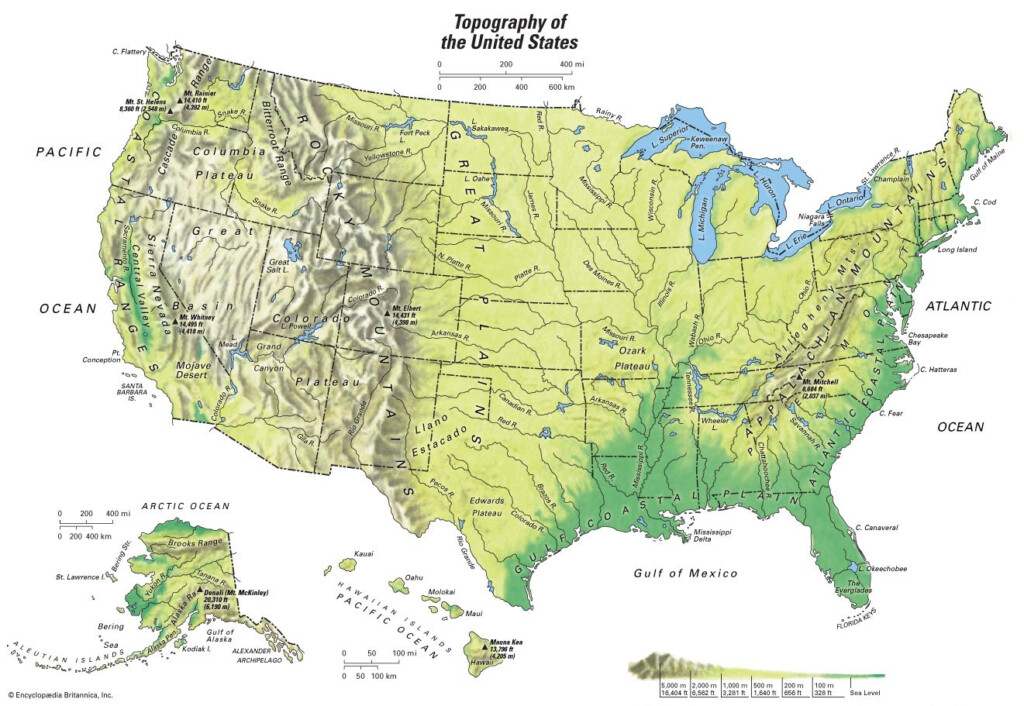 Map Still Topographical Map Of The United States Us Geography 