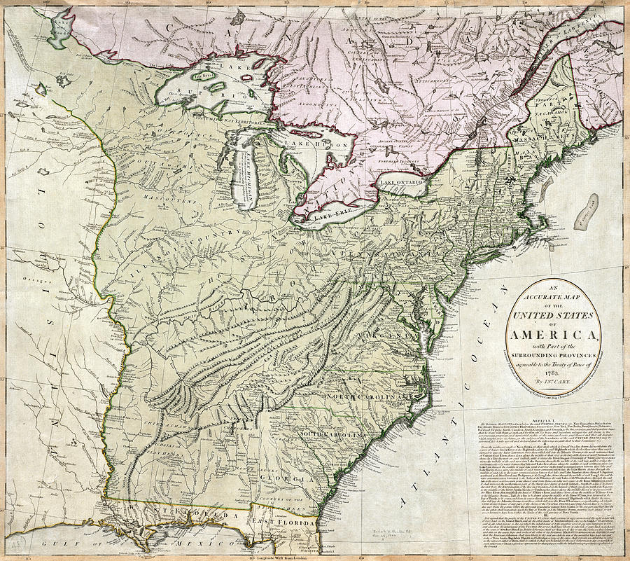 Map United States 1783 Painting By John Cary Fine Art America