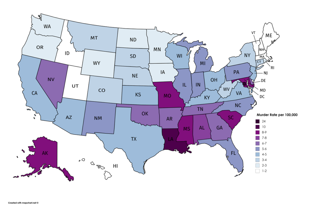 Murder Rate Per 100 000 By US State 2015 Maps On The Web