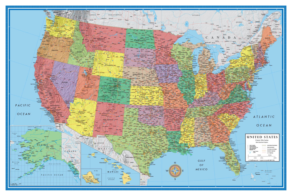 NEW Large 40 X 28 United States Wall MAP Perfect Teaching Tool Learn 
