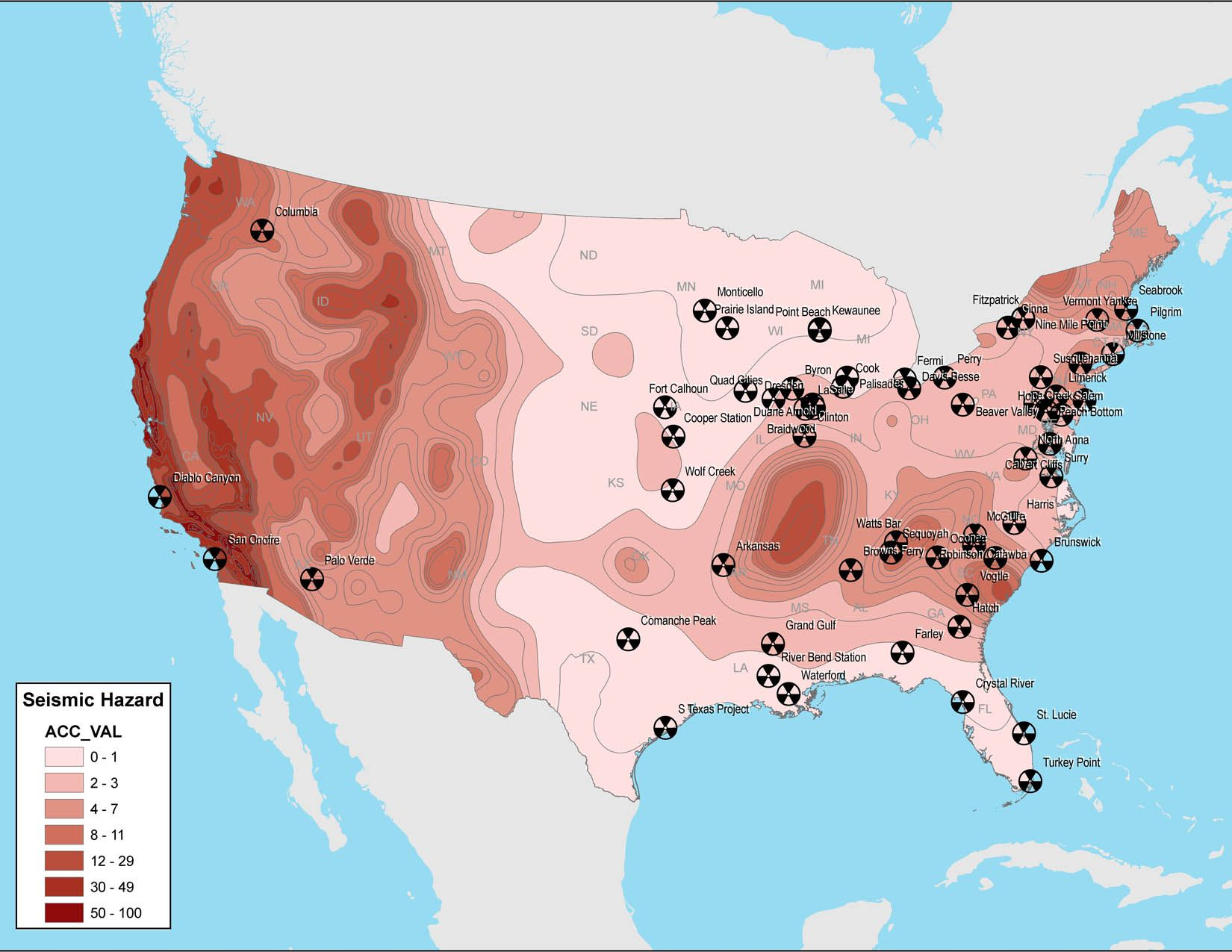 New Maps Of Nuclear Power Plants And Seismic Hazards In The United States Greenpeace Nuclear