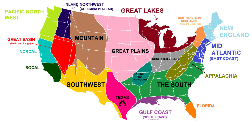  OC The USA In Five Regions 1280 831 MapPorn