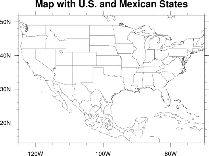 Outline Map Of Usa And Mexico