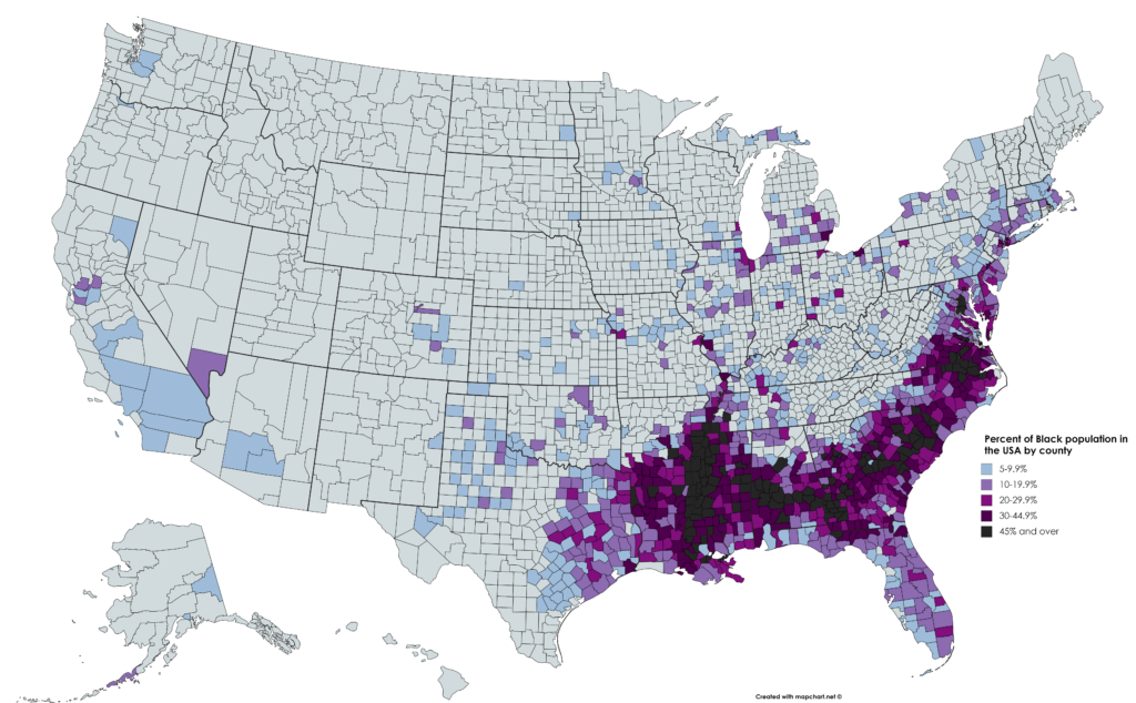 Percent Black By USA County Historical Maps Map Us Map