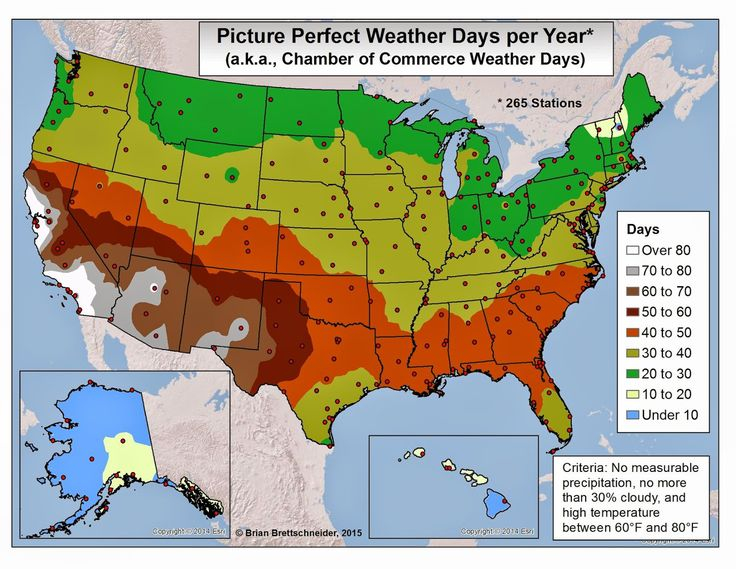 Picture Perfect Weather Days Per Year For The United States Perfect