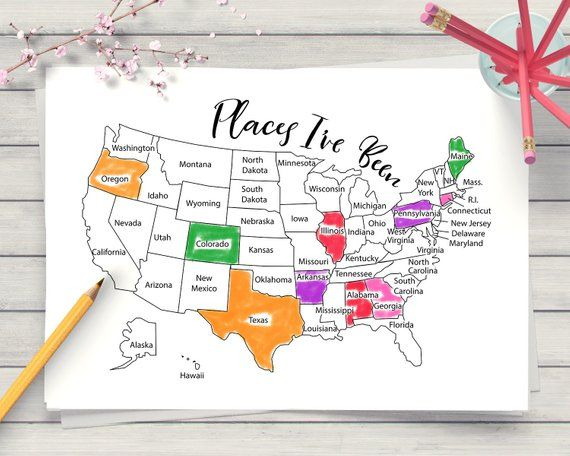 Places I ve Been Map Coloring Page Printable USA Map Coloring 