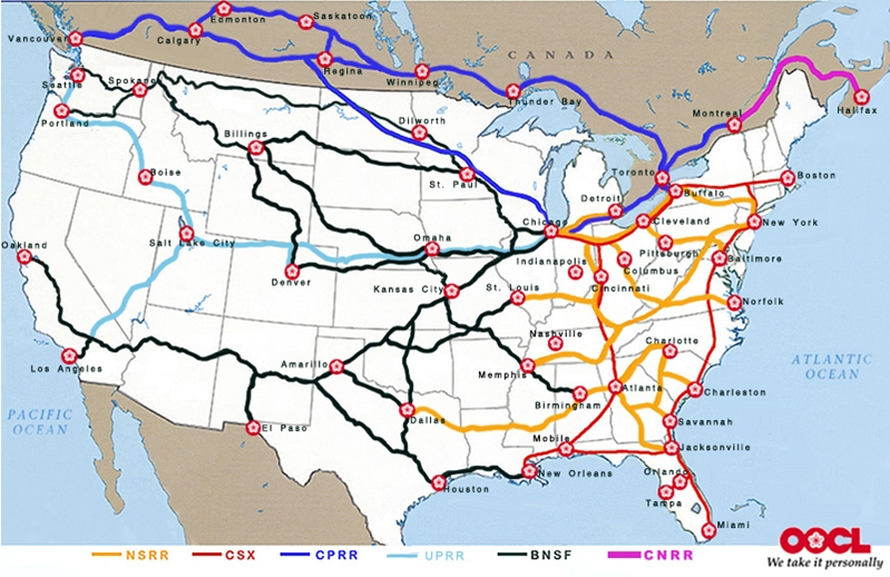 Rail Map Of Usa Time Zones Map